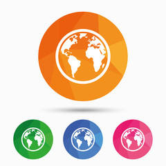 Globe sign icon. World map geography symbol.