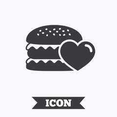Hamburger icon. Burger food symbol.