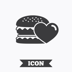 Hamburger icon. Burger food symbol.