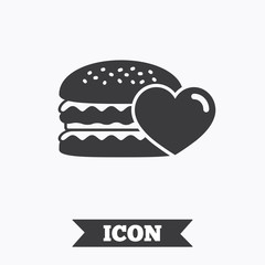 Hamburger icon. Burger food symbol.