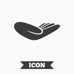 Donation hand sign icon. Charity or endowment.