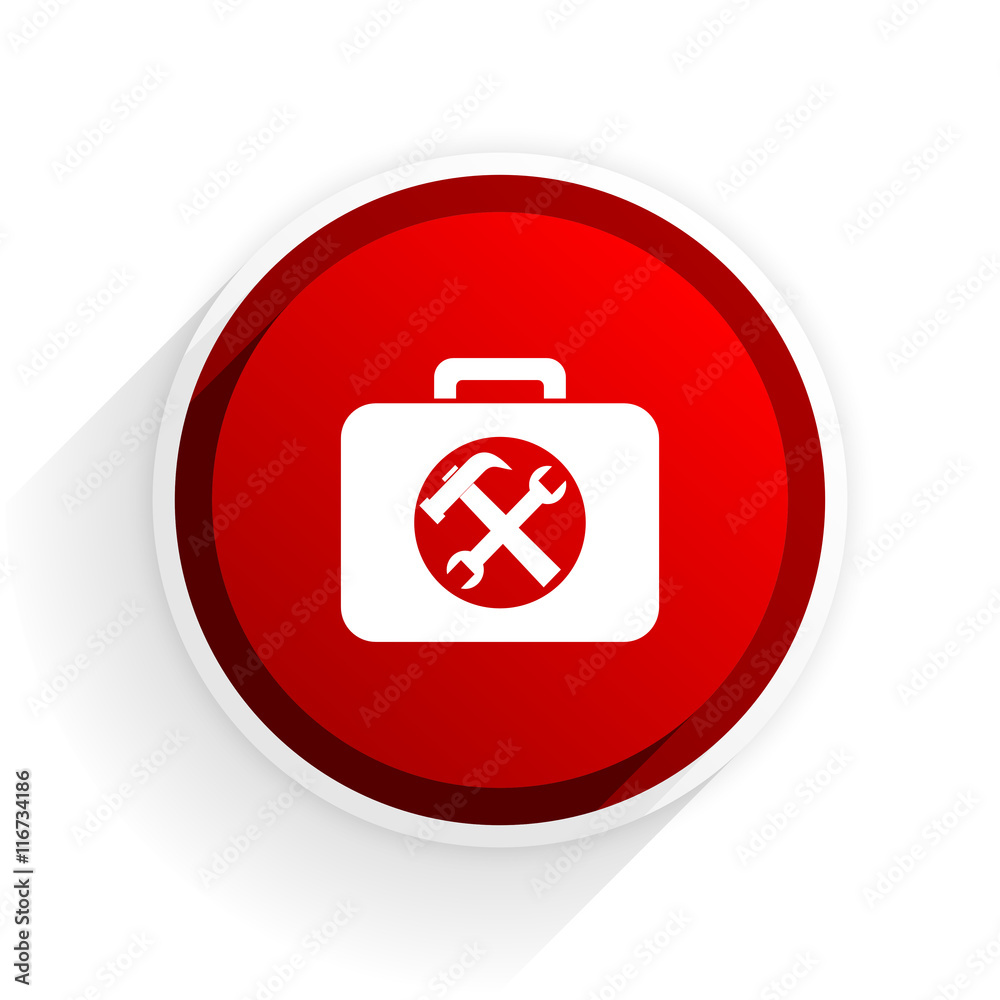 Poster toolkit flat icon with shadow on white background, red modern design web element