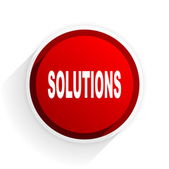 solutions flat icon with shadow on white background, red modern design web element