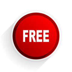 free flat icon with shadow on white background, red modern design web element