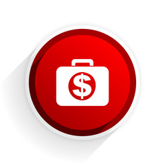 financial flat icon with shadow on white background, red modern design web element