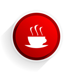 espresso flat icon with shadow on white background, red modern design web element