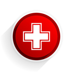 pharmacy flat icon with shadow on white background, red modern design web element