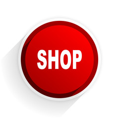 shop flat icon with shadow on white background, red modern design web element