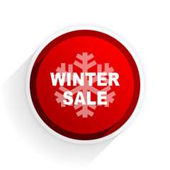 winter sale flat icon with shadow on white background, red modern design web element