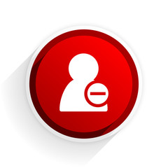 remove contact flat icon with shadow on white background, red modern design web element