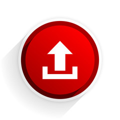 upload flat icon with shadow on white background, red modern design web element
