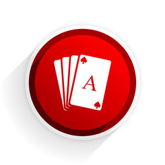 card flat icon with shadow on white background, red modern design web element