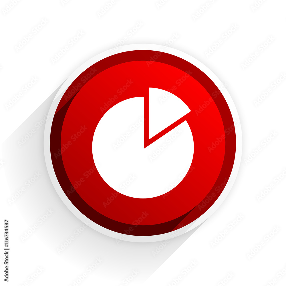 Poster chart flat icon with shadow on white background, red modern design web element