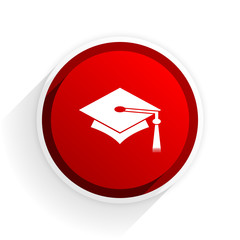 education flat icon with shadow on white background, red modern design web element