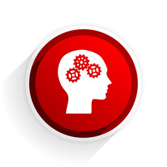 head flat icon with shadow on white background, red modern design web element