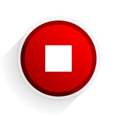 stop flat icon with shadow on white background, red modern design web element