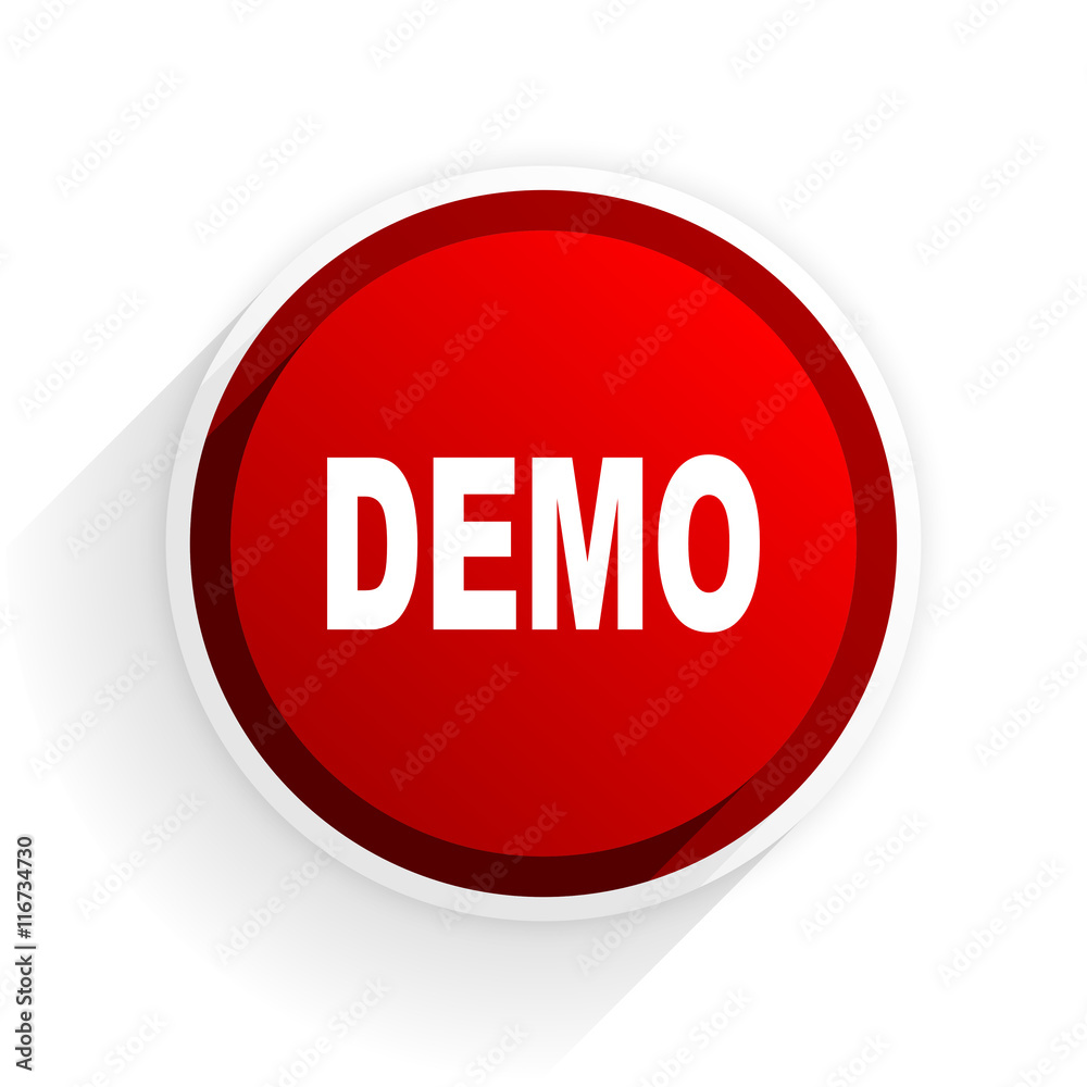 Poster demo flat icon with shadow on white background, red modern design web element