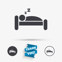 Hotel sign icon. Rest place. Sleeper symbol.
