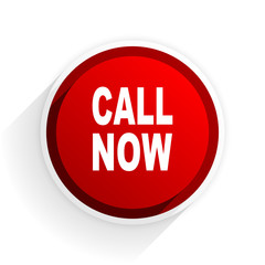 call now flat icon with shadow on white background, red modern design web element