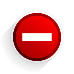 minus flat icon with shadow on white background, red modern design web element