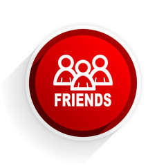 friends flat icon with shadow on white background, red modern design web element