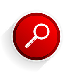 search flat icon with shadow on white background, red modern design web element