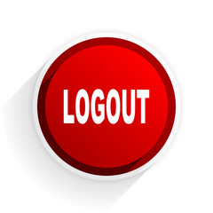 logout flat icon with shadow on white background, red modern design web element