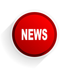 news flat icon with shadow on white background, red modern design web element