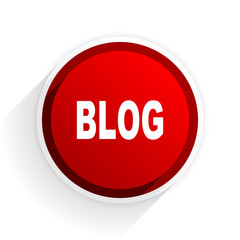 blog flat icon with shadow on white background, red modern design web element