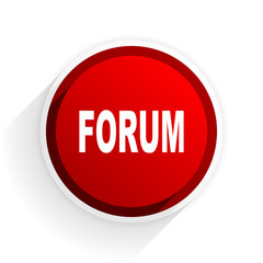 forum flat icon with shadow on white background, red modern design web element