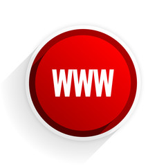 www flat icon with shadow on white background, red modern design web element