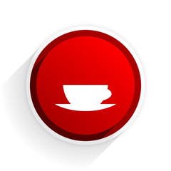 espresso flat icon with shadow on white background, red modern design web element