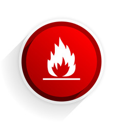 flame flat icon with shadow on white background, red modern design web element