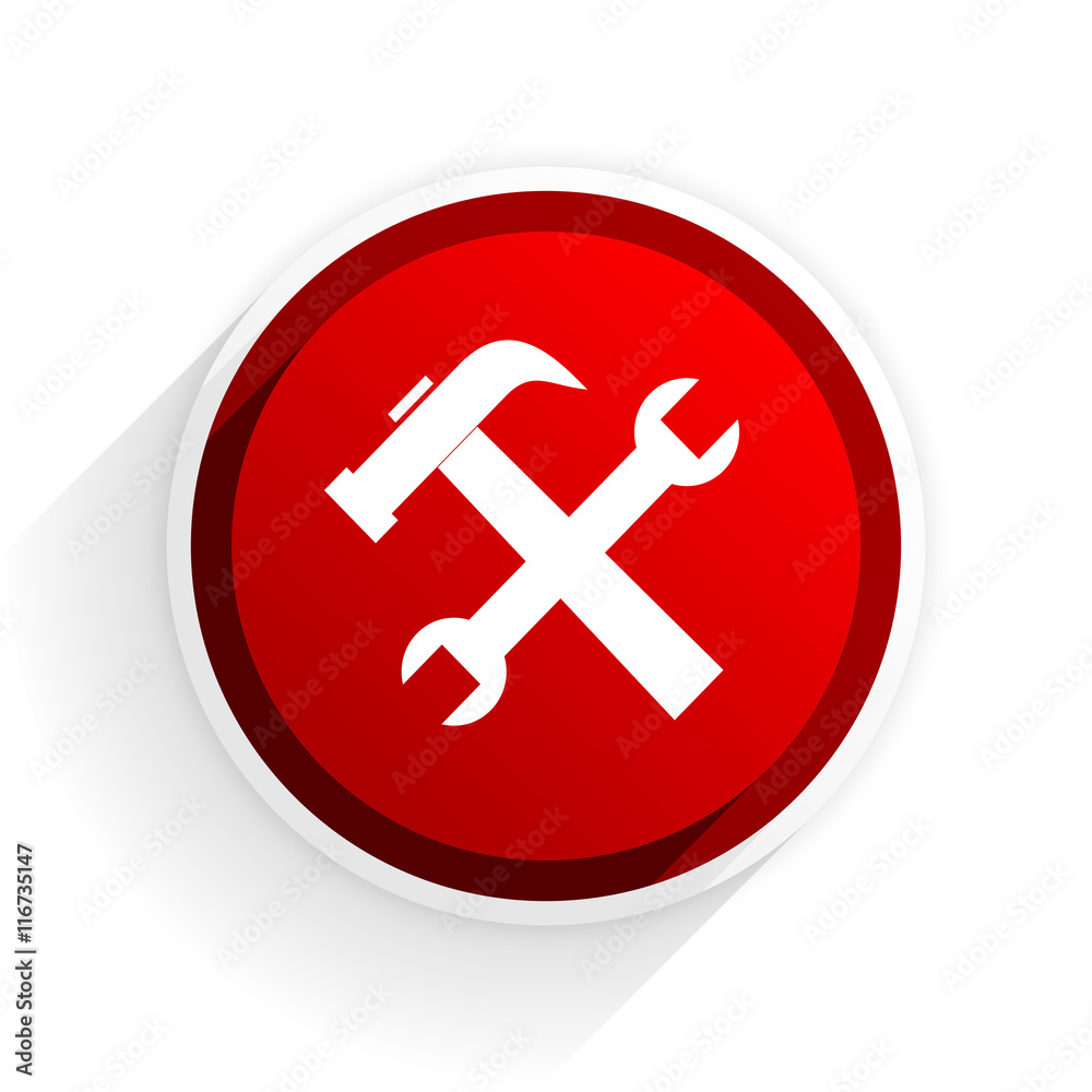 Poster tool flat icon with shadow on white background, red modern design web element