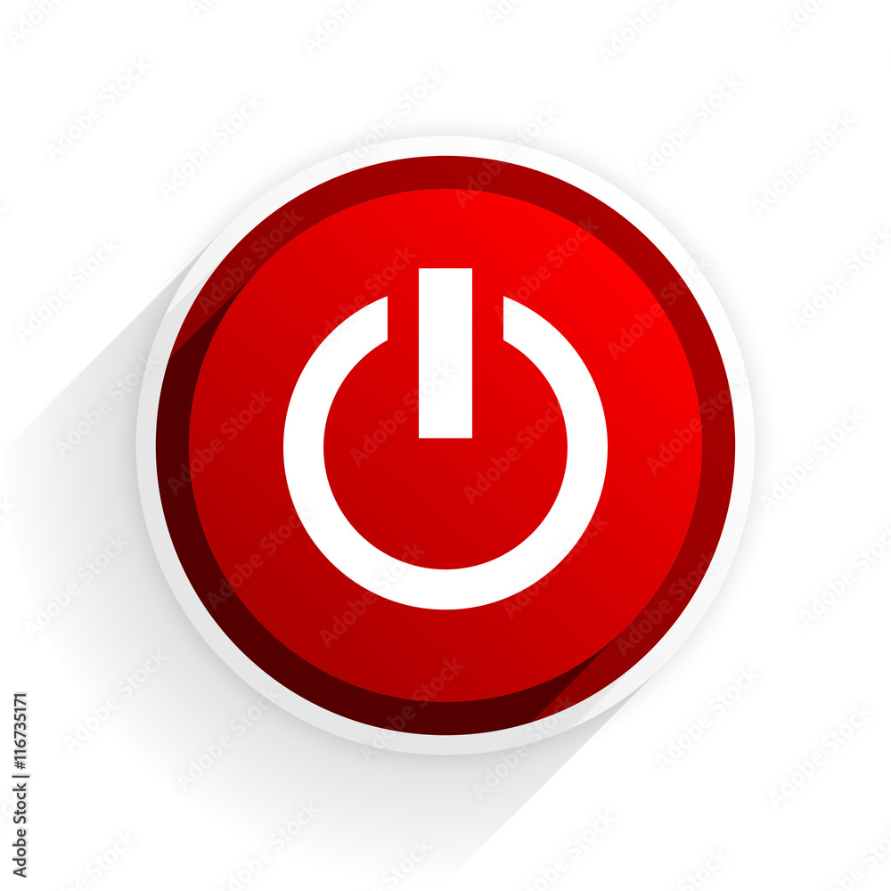 Poster power flat icon with shadow on white background, red modern design web element