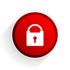 padlock flat icon with shadow on white background, red modern design web element