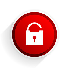padlock flat icon with shadow on white background, red modern design web element