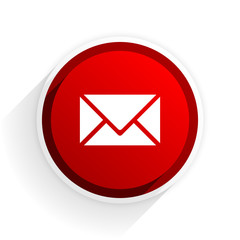 email flat icon with shadow on white background, red modern design web element