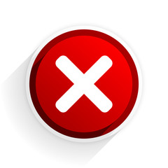 cancel flat icon with shadow on white background, red modern design web element