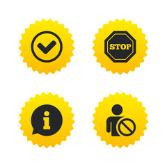 Information icons. Stop prohibition symbol.