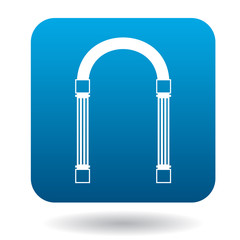 Iron arch icon in simple style in blue square. Construction and interiors symbol