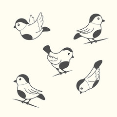 birds in vintage style