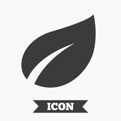 Leaf sign icon. Fresh product symbol.