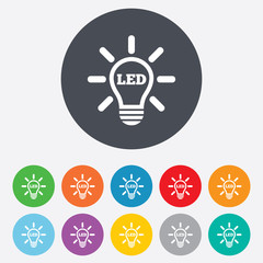 Led light lamp icon. Energy symbol.