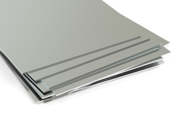 rolled metal, sheets. 3D rendering