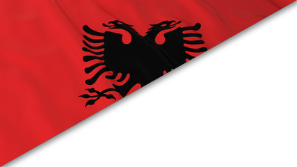 Albanian Flag corner overlaid on White background - 3D Illustration