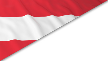 Austrian Flag corner overlaid on White background - 3D Illustration