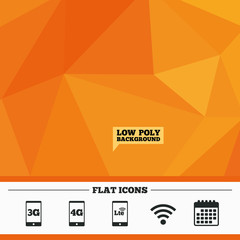 Mobile telecommunications icons. 3G, 4G and LTE.