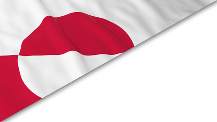 Greenlandic Flag corner overlaid on White background - 3D Illustration
