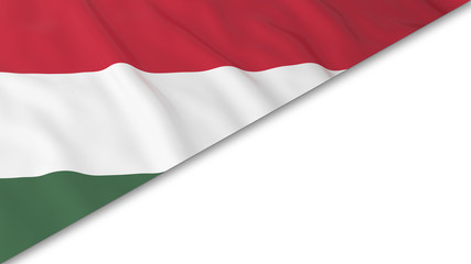 Hungarian Flag corner overlaid on White background - 3D Illustration